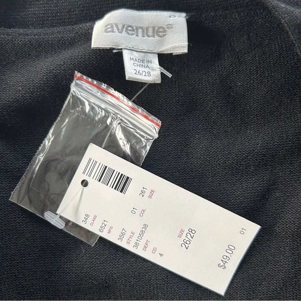 NWT!Avenue Black Open-Front Cardigan Size 26/28 or 4X